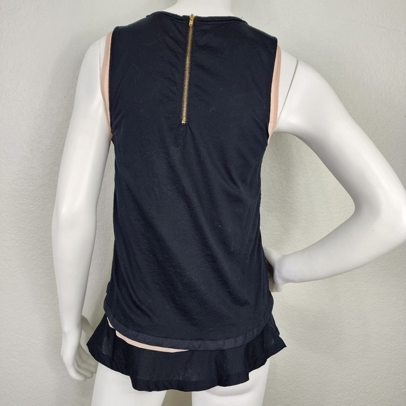 J. Crew Double Layer Ruffle Hem Tank Black Sleeveless Top  Size S - Picture 5 of 11